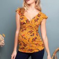 Hot sale maternity dress fashion printed deep V-neck cross breastfeeding T-shirt