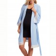 Hot selling solid color maternity dress lace lace stitching seven-point sleeve lace cardigan breastfeeding robe pajamas
