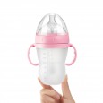 Early October baby food grade anti-fall 240ML silicone bottle with handle integrated straw anti-flatulence pacifier