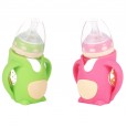 Newborn baby wide-caliber glass bottle with silicone protective sleeve anti-fall explosion-proof baby bottle