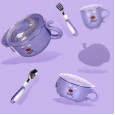 Baby tableware shatter-resistant cartoon stainless steel water injection thermal insulation bowl food supplement bowl suction cup bowl children's tableware set