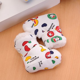 Autumn and winter thickened lamb velvet baby cotton shoes cotton cartoon printing newborn toddler shoes 0-1 years old
