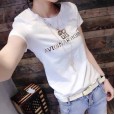Summer women's body slimming and versatile pure cotton T-shirt large size wild bottoming shirt short sleeve tide