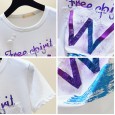 Bronzing cotton T-shirt female short-sleeved European goods pink summer new slim slimming jacket fashion