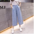 Spring women's clothing new Tencel denim wide-leg pants women summer high waist drape feeling straight nine points casual pants