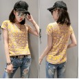 Summer fashion new printed short-sleeved T-shirt women's cotton slim Slim wild half-sleeved shirt shirt tide
