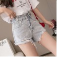 Denim shorts women's summer new high waist wide legs loose and thin outside wearing a hot pants tide
