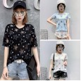 Summer new sexy openwork t-shirt female short-sleeved loose clothes foreign-style half-sleeved women's clothing