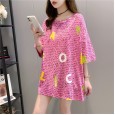 Pure cotton short-sleeved t-shirt skirt female Xia Chaohuo long section large letter half-sleeved shirt