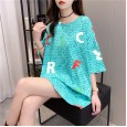 Pure cotton short-sleeved t-shirt skirt female Xia Chaohuo long section large letter half-sleeved shirt