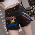 Black denim super shorts women's summer new high waist hot pants thin section loose tide wild thin a word wide leg pants