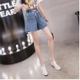 Stretch denim shorts female summer new wave high waist a word loose large size MM was thin hot pants