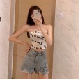 Denim ultra shorts women high waist new summer thin section loose thin cartoon wide leg pants high waist hot pants
