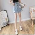 Denim short skirt female spring new skirt high waist slim a-line skirt was thin package hip skirt