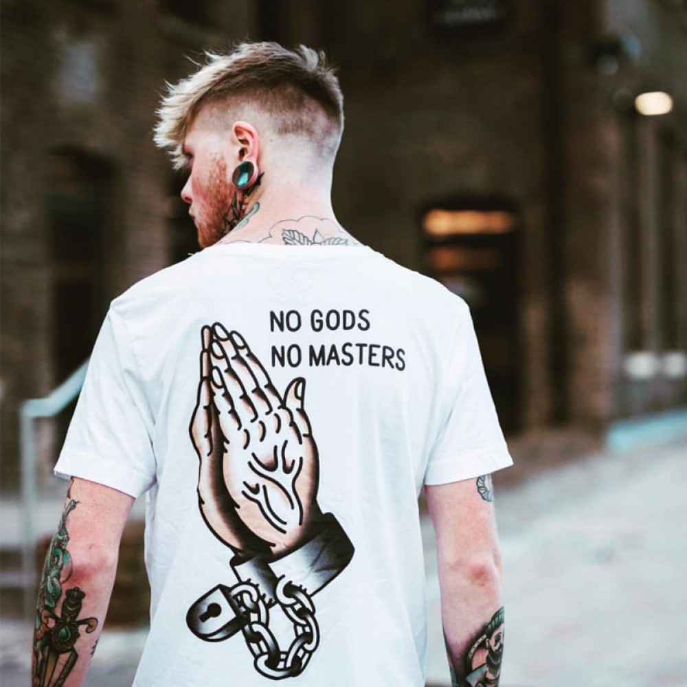 Tide brand hip-hop print #pure cotton short-sleeved couple round neck T-shirt tattoo