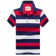 Summer new men's short-sleeved business T-shirt striped cotton lapel polo shirt