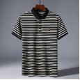 Men's summer new fashion striped lapel men's casual POLO shirt comfortable business