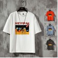 Pure cotton youth summer printed T-shirt men's casual shirt youth fashion