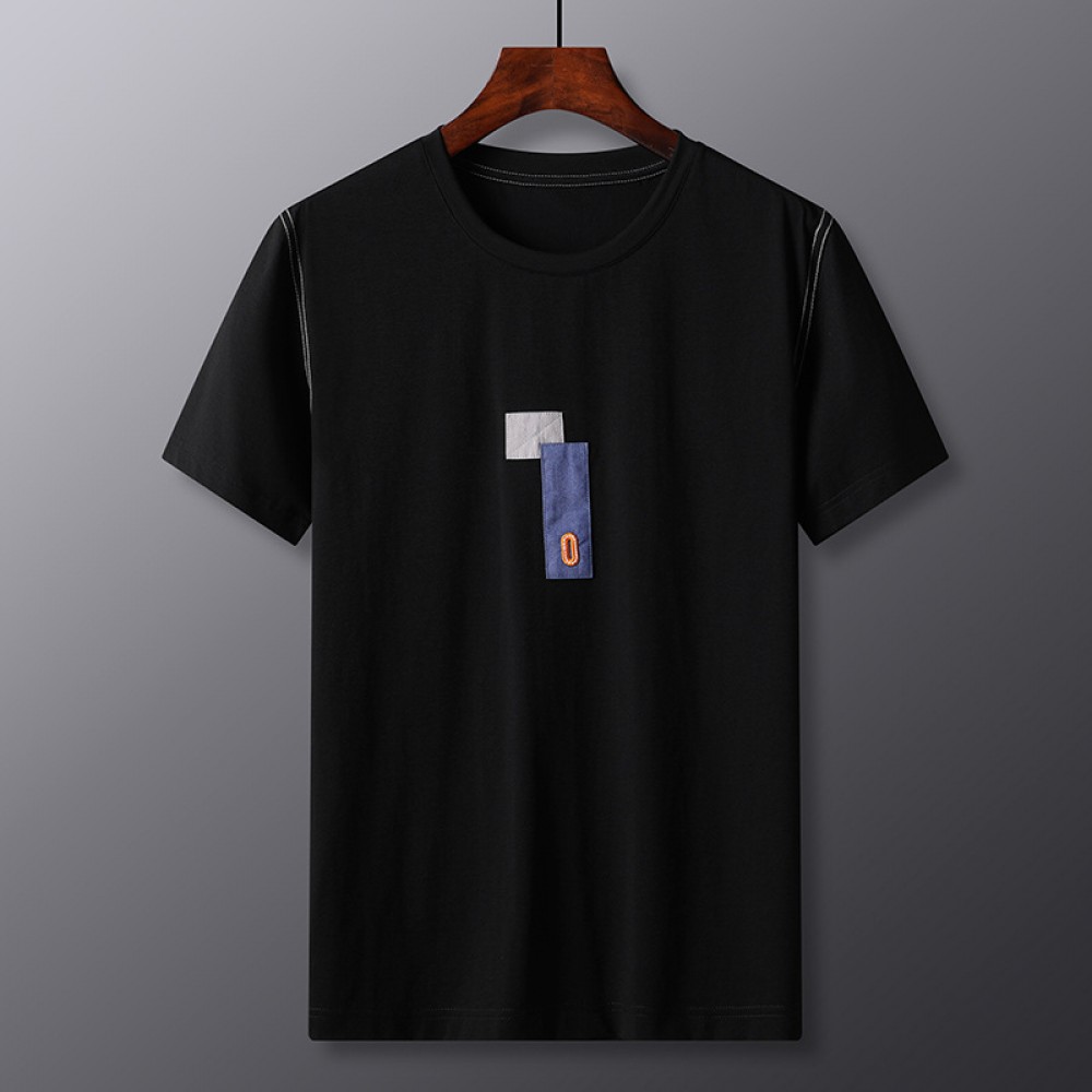 Summer casual fashion men's round neck T-shirt new short-sleeved top comfortable fashion embroidered