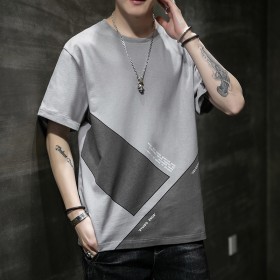 Summer new style-round neck short sleeve t-shirt men trend summer tide brand loose cotton