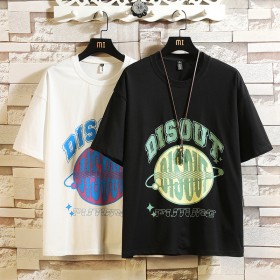 Summer new chest big printed round neck T-shirt youth popular comfortable fashion youth