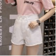 Summer new denim shorts women high waist loose loose edges were thin students hot pants shorts wide leg pants women