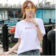 Summer new loose large size women's printed round neck short-sleeved t-shirt female solid color ladies shirt tide