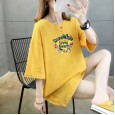 Summer new large size women's short-sleeved t-shirt women's tide solid color printing student shirt bottoming