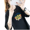 Summer new large size women's short-sleeved t-shirt women's tide solid color printing student shirt bottoming