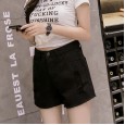 Summer new jeans women's high waist rough edges worn wide leg pants loose denim shorts 